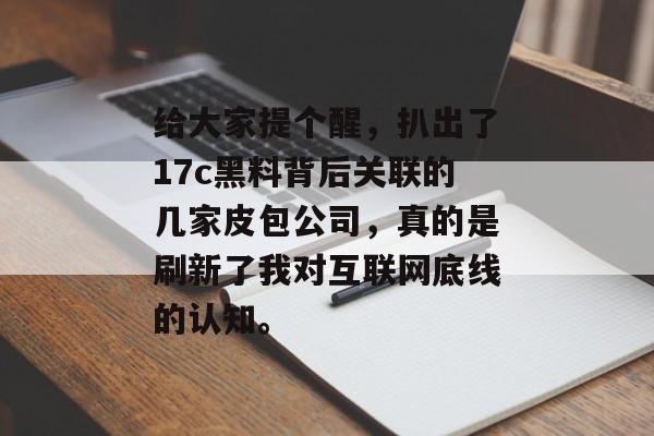 给大家提个醒，扒出了17c黑料背后关联的几家皮包公司，真的是刷新了我对互联网底线的认知。